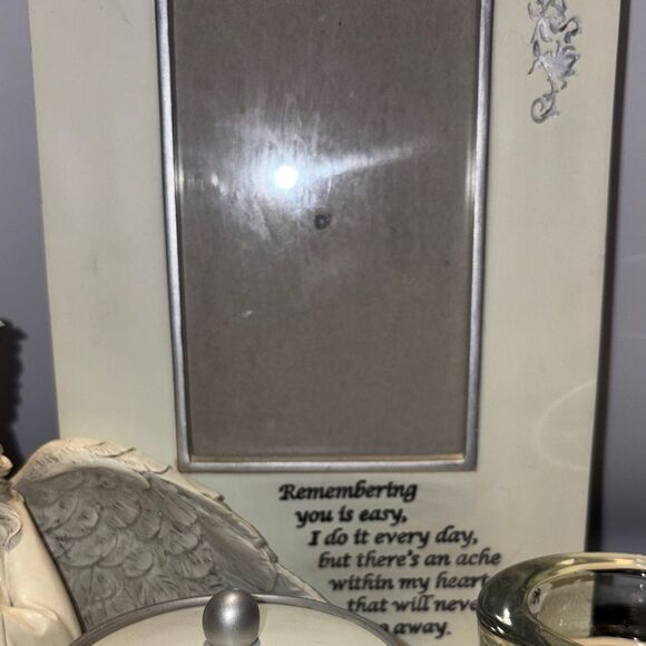 Angel Wing Picture Frame and Candle Holder - Cream - Picture 5 of 7